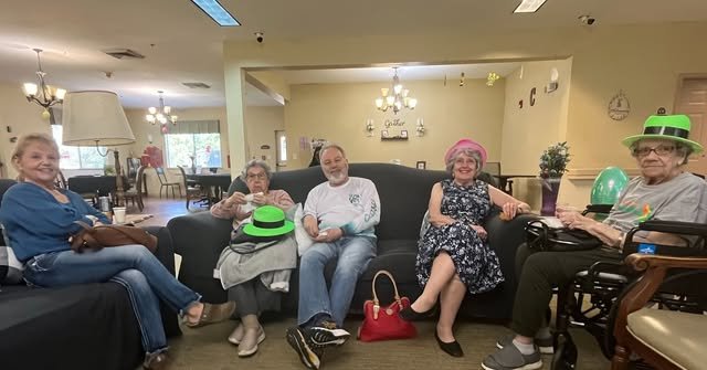 Group gathering in a lounge area